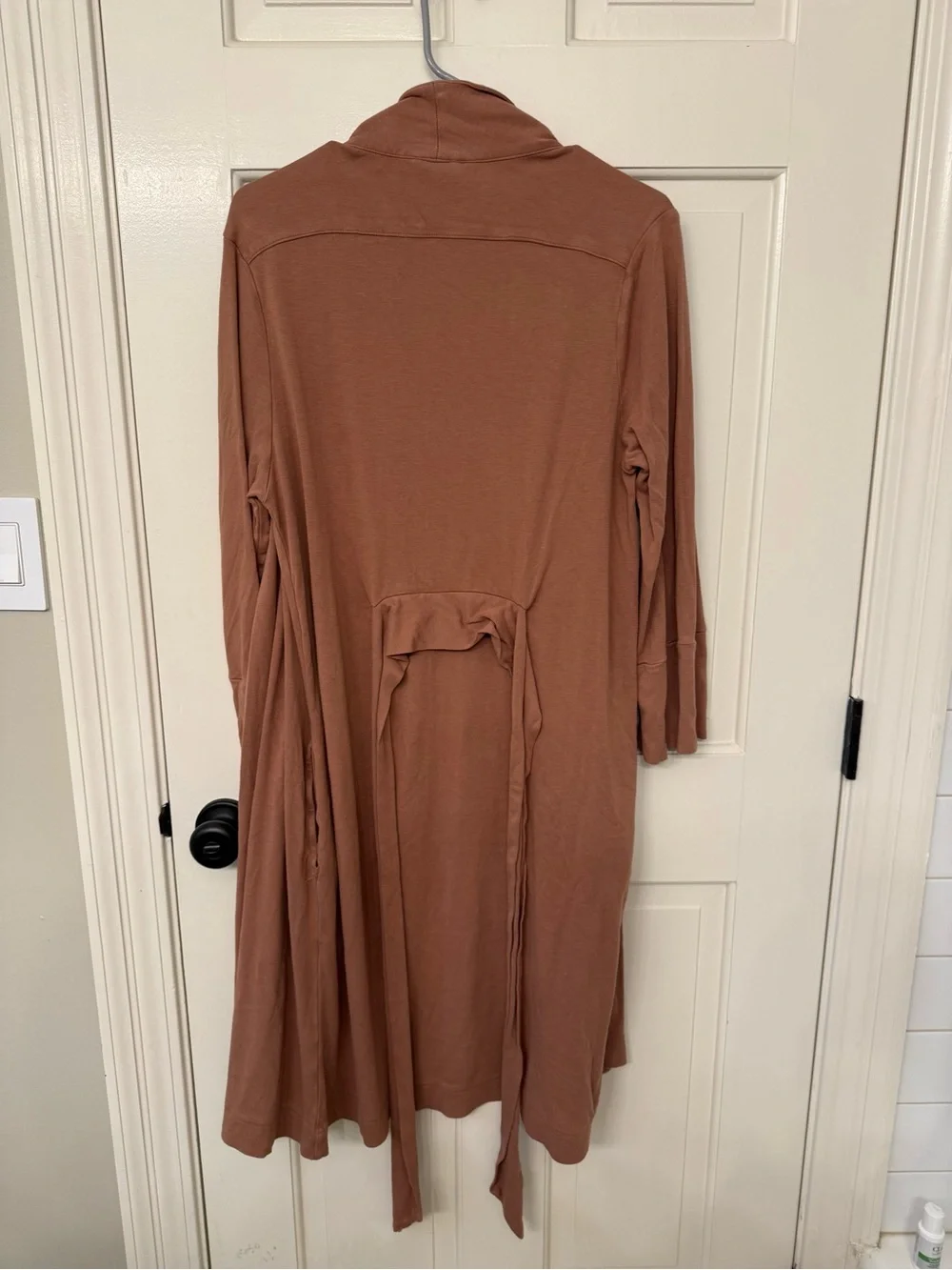 Women's Long Open-Front Robe in Rust - Picture 2 of 2